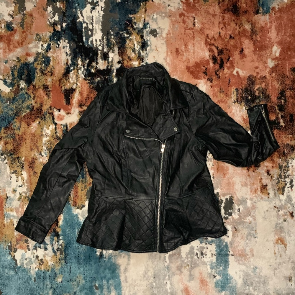 Moto peplum jacket